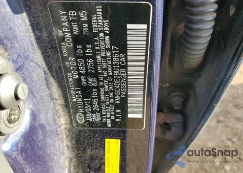 2011 Hyundai Genesis 3.8L from USA, damaged, VIN KMHGC4DE2BU138617